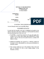 Regional Trial Court: Plaintiff'S Trial Memorandum