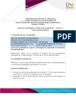 Guia de Actividades y Rúbrica de Evaluación - Tarea 5 - Texto Argumentativo