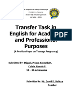 Transfer Task in English For Academic and Professional Purposes