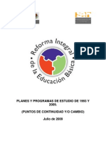 Comparativo Plan 1993 y RIEB 2009