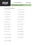 Solving Quadratic Equations Exercises