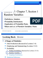 Lecture 15: Chapter 7, Section 1 Random Variables