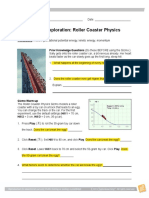 Student Exploration: Roller Coaster Physics