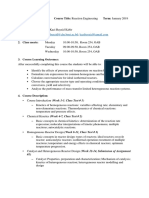 Course Code: CHE 401 Course Title: Reaction Engineering Term: January 2019