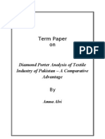 Term Paper On: Diamond Porter Analysis of Textile Industry of Pakistan - A Comparative Advantage