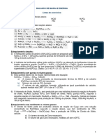 Balanço de Massa e Energia - Lista de Exercicios - Prof Flavia Bezerra