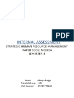 Internal Assessment: Strategic Human Resource Management Paper Code: Mcec06 Semester-3