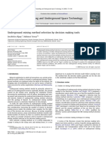 2009 - Underground Mining Method Selection by Decision Making Tools