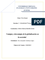 Ventajas y Desventajas de La Globalización en La Sociedad.: Sociología