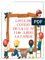 Lista de Cotejo para 3 - 4 - 5 Años