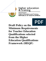 Draft Policy On Minimum Requirements For Qualifications in Education