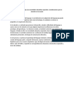 Los Trastorno Del Lenguaje y Las Necesidades Educativas Especiales