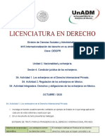 Licenciatura en Derecho: S4. Actividad 1. Los Extranjeros en El Derecho Internacional Privado