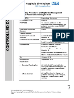 Standard Operating Procedures (Sops) For The Management of A Patient'S Haemodialysis Care