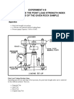 Experiment # 8 To Determine The Point Load Strength Index and Ucs of The Given Rock Sample