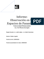 Informe Observación en Los Espacios de Pasantías II