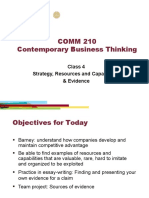 COMM 210 Contemporary Business Thinking: Class 4 Strategy, Resources and Capabilities & Evidence