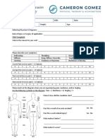 New Patient Questionnaire Physical Therapy: Chief Complaint