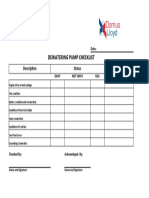 Dewatering Pump Checklist: Description Status Remarks