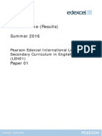 Mark Scheme (Results) Summer 2016: Pearson Edexcel International Lower Secondary Curriculum in English Year 9 (LEH01)