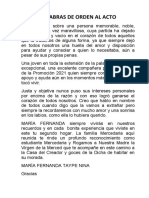 Palabras de Orden Al Acto-Despedida Pór Desceso