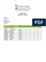 Grading Sheet 2nd Semester - 2020-2021: SG Building, Narangita Street, General Santos City