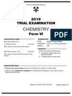 Sydney Grammar 2019 Chemistry Trial Paper 