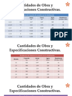 Tablas de Especificaciones Constructivas