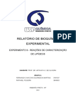 Bioquímica Experimental - REAÇÕES DE CARACTERIZAÇÃO DE LIPÍDEOS