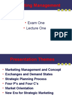 Marketing Management: Exam One Lecture One