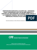 Disposicion Especifica DA - DPIF-002 Criterios para Considerar Que Un Incumplimiento o Adeudo de Una Persona Ocasiona Daño