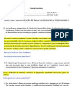 Simulado Administração de Recursos Materiais e Patrimoniais I