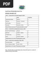 School Holiday List: Lough View IPS 2021/2022 School Year