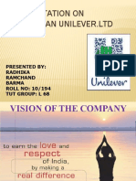 Presentation On H Ndustan Unilever - LTD: Presented By: Radhika Ramchand Barma ROLL NO: 10/194 Tut Group: L 68