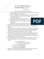 Aait, Center of Biomedical Engineering: Probability and Statistics: Worksheet