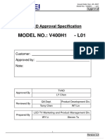 Model No.: V400H1 - L01: TFT LCD Approval Specification