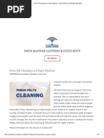 Press Felt Cleaning in A Paper Machine - Paper Machine Clothing & Filter Belts