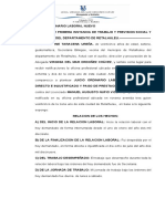 Juicio Ordinario Laboral de Despido Directo e Injustificado y Pago de Prestaciones Laborales