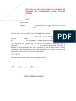 Modelo de Escrito Del Actor Solicitando Al Juzgado Se Incorpore Al Proceso, Al Asegurador Como Tercero Civilmente Responsable