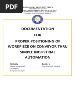 Documentation FOR Proper Positioning of Workpiece On Conveyor Thru Simple Industrial Automation