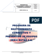 Servi Rutas Programa de Mantenimiento de Maquinarias, Herramientas y Equipos