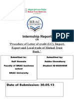 Internship Report: Procedure of Letter of Credit (LC), Import, Export and Local Trade of Mutual Trust Bank.'