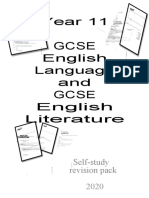 Year 11 Gcse English Language and Gcse English Literature: Self-Study Revision Pack 2020