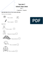 Test Unit 7 Infantil-Super Minds: - 5 Questions-10 Points - Look and Read. Put A or A (X) in The Box