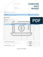 Computer Sale Invoice Template