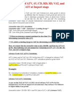 Calculation of ATV, AV, CD, RD, SD, VAT, and AIT at Import Stage