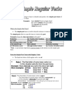 Simple Past Regular Verbs Informative Sheet