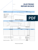 Electronic Repair Invoice Template