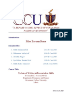 Miss Zareen Rana: A Report On The: Effect of Covid-19 On Pakistan'S Economy