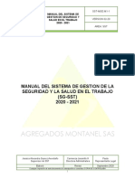 Manual Del SG SST Agregados Montanel Sas - Alexanra Suarez A - Superv SST